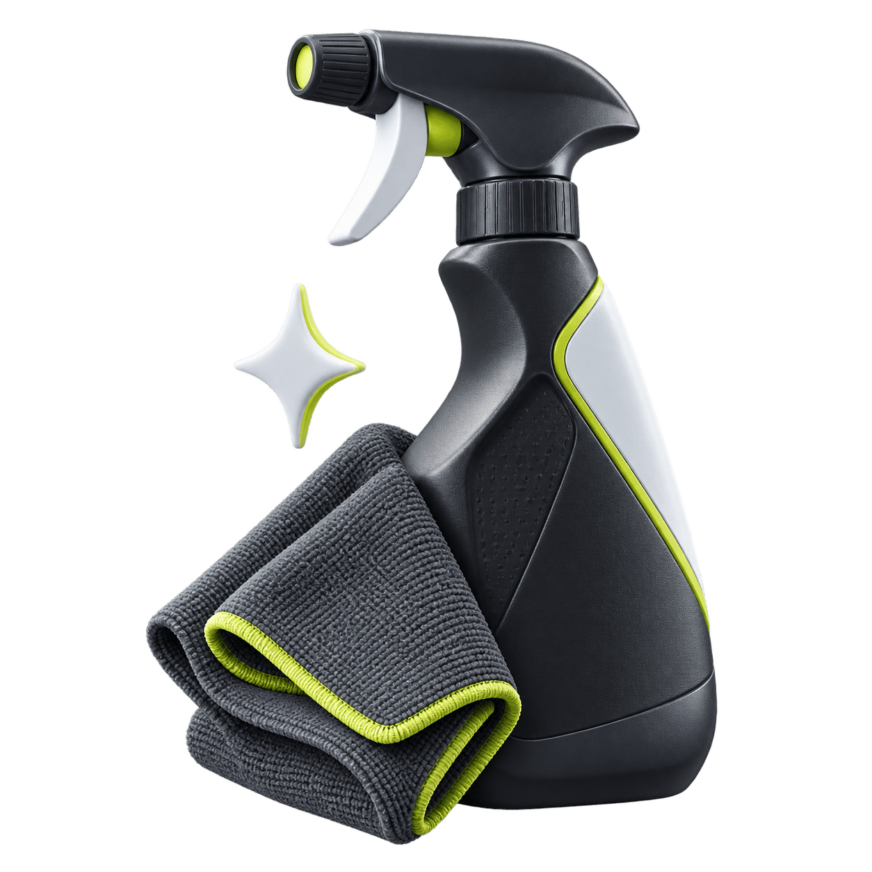 3D cleaning spray bottle, cloth, and sparkle