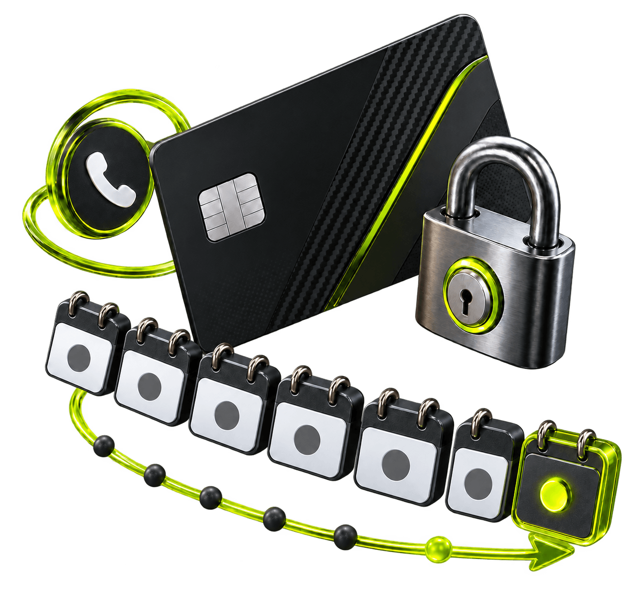 3D secure payment card, lock, and seven-day trial timeline